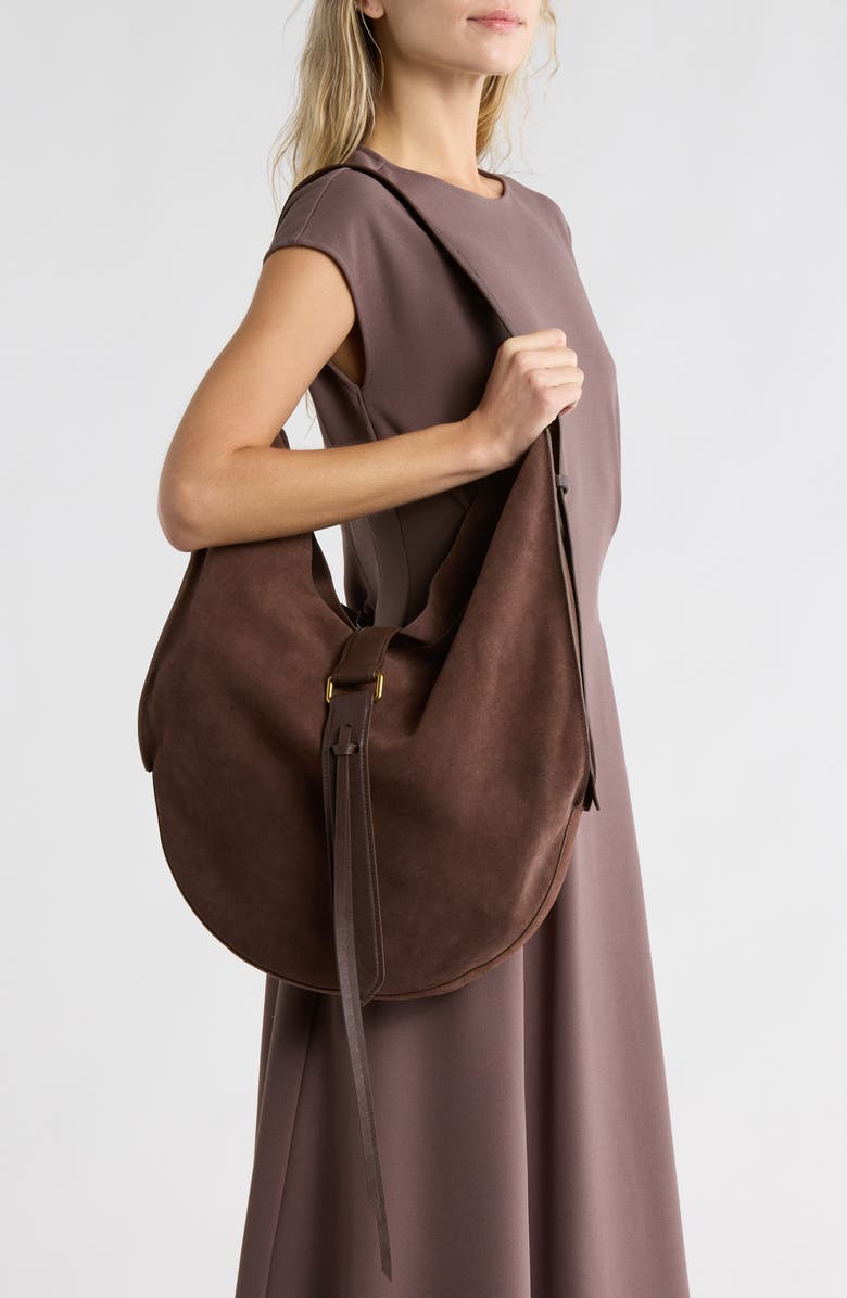 Dolce Vita Oakley Large Suede Hobo Bag, Alternate, color, Chocolate