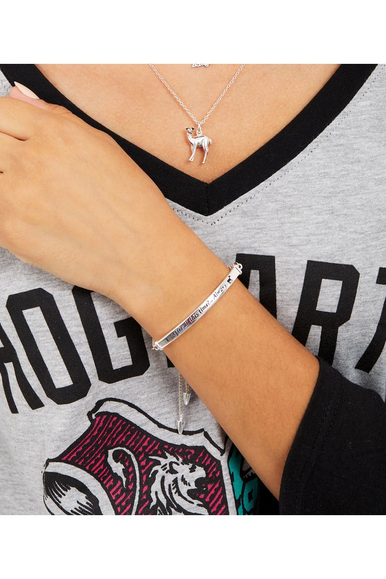 Snape's Silver Plated Love Always Bar Lariat Bracelet, 8.5", Alternate, color, Silver