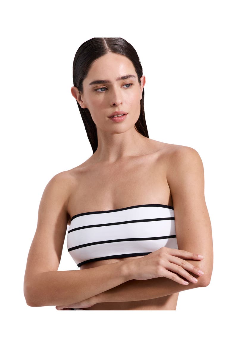Jackie Bandeau Bikini Top, Alternate, color, Black-White