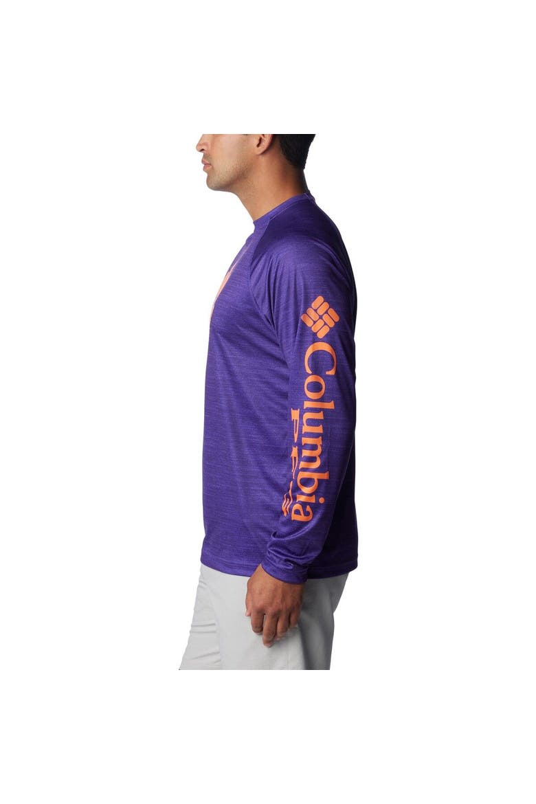 Men's Columbia  Purple Clemson Tigers PFG Terminal Tackle Omni-Shade Raglan Long Sleeve T-Shirt, Alternate, color, Purple