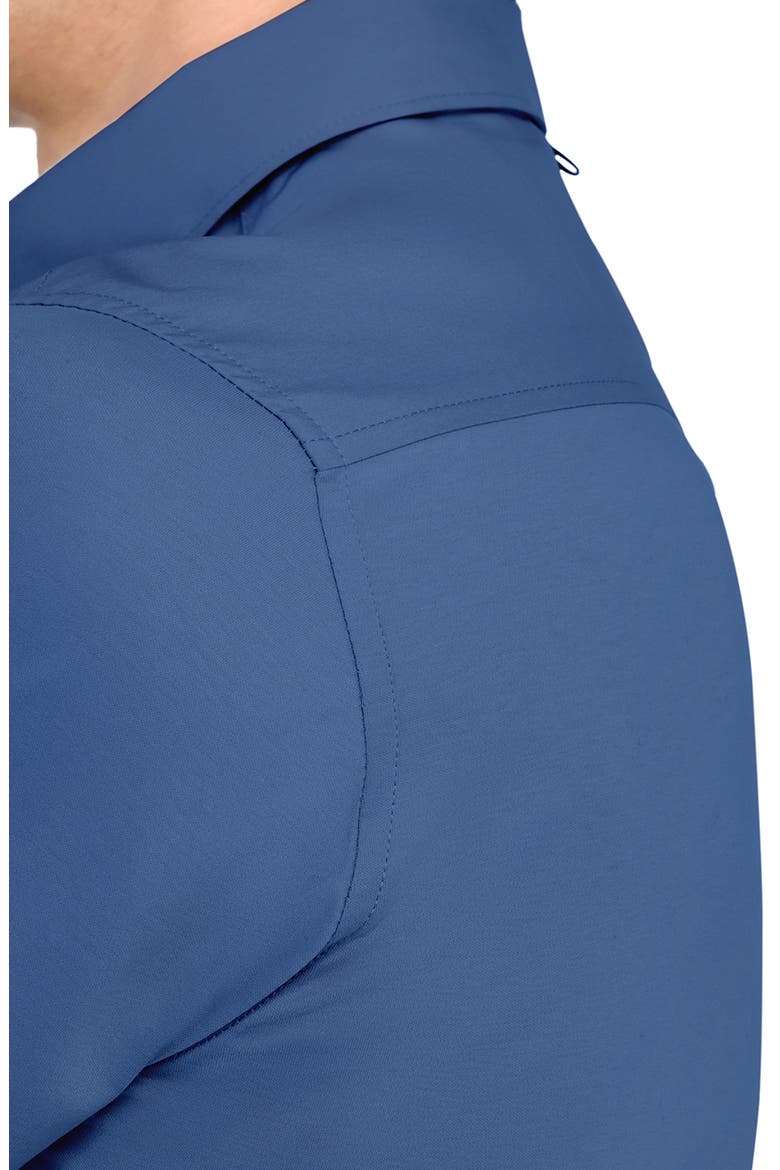 Hudson Reworked Slim Fit Solid Short Sleeve Cotton Button-Up Shirt, Alternate, color, MED BLUE