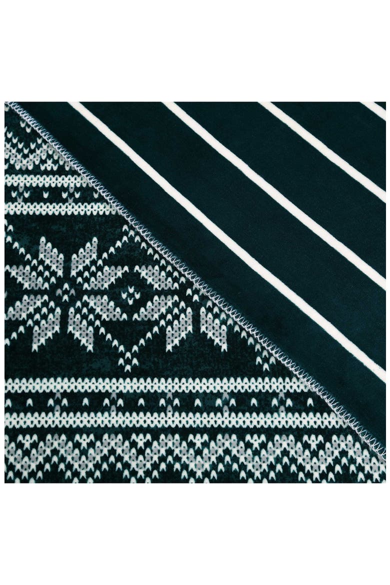 Fairisle Reversible Throw Blanket, Alternate, color, GREEN