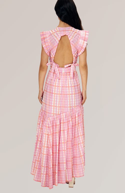 De Loreta Totora Hi-low Ruffled Hem Cotton Maxi Dress In Pink