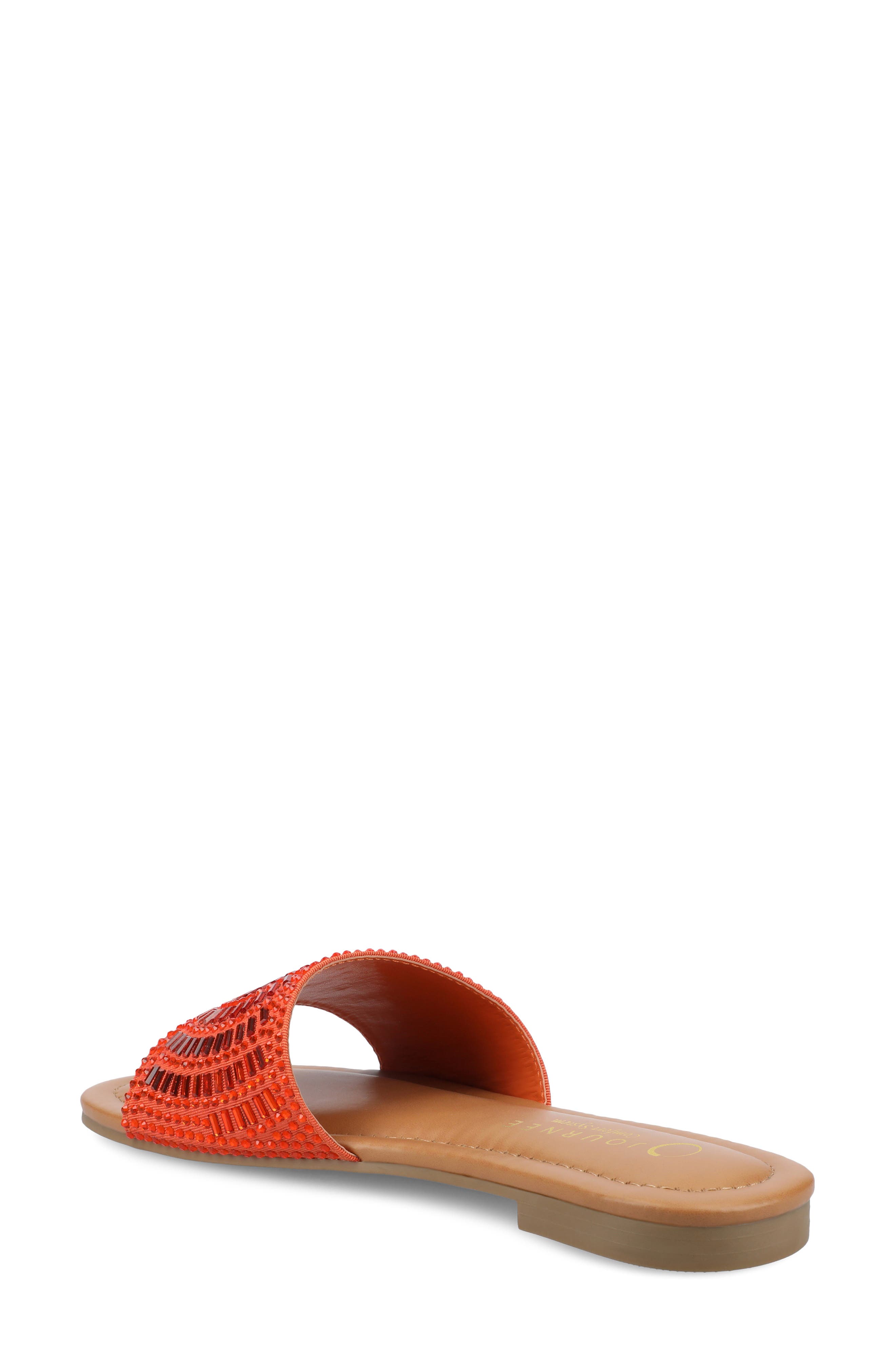 Maria Crystal Embellished Slide Sandal, Alternate, color, ORANGE
