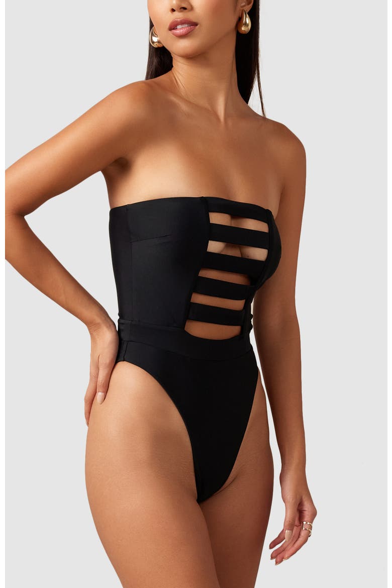 Zen One-Piece Swimsuit, Alternate, color, Black
