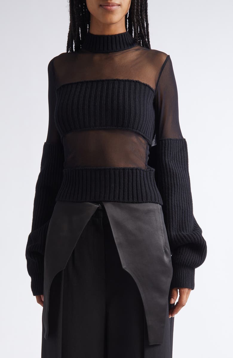 Jean Paul Gaultier Paneled Mixed Media Sweater, Main, color,