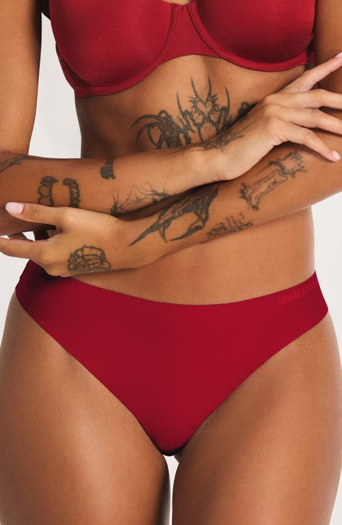 Savage X Fenty Microfiber No-show Thong In Burgundy