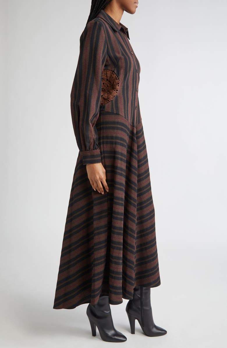 Diotima Lewis Stripe Long Sleeve Maxi Shirtdress, Alternate, color, Black Multi
