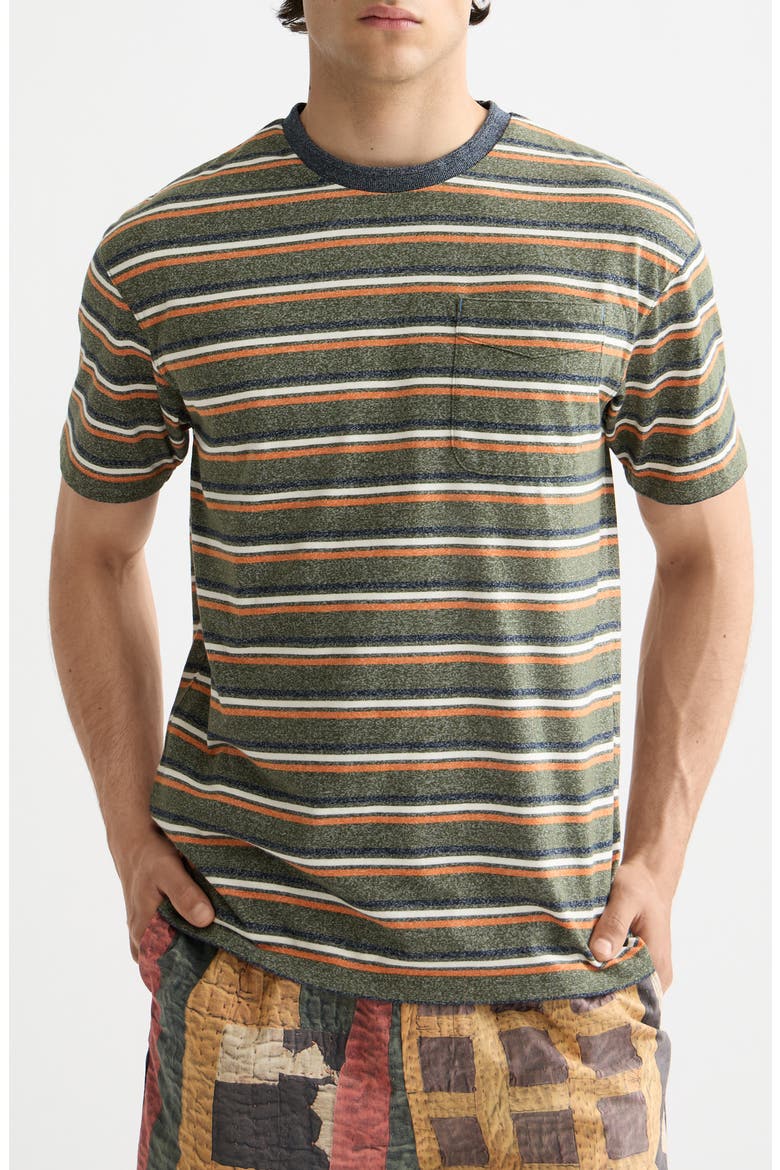 Relaxed Fit Stripe Pocket T-Shirt, Main, color, GREEN/ MULTI STRIPE