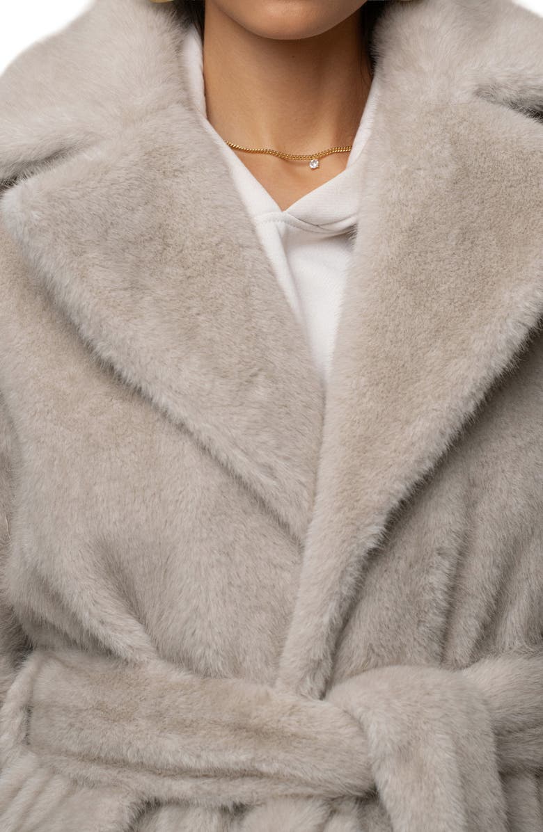 JLUXLABEL Uptown Belted Faux Fur Longline Coat, Alternate, color, Gray