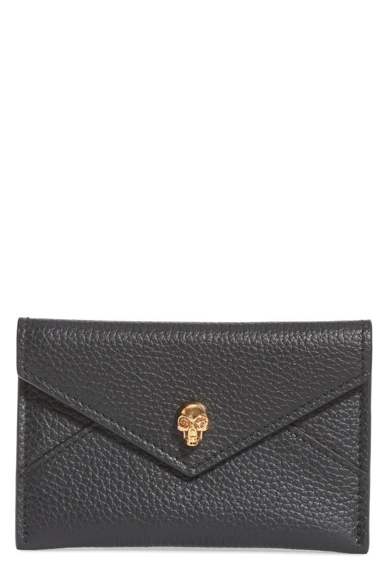 Alexander McQueen Envelope Card Holder, Main, color, BLACK