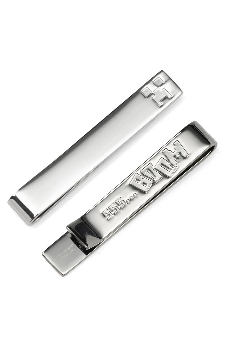 Cufflinks, Inc. Minecraft Creeper Hidden Message Bar Tie, Main, color, Silver