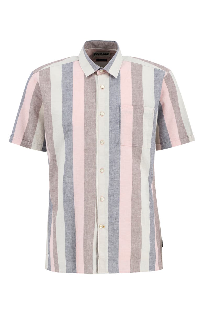 Barbour Portwell Stripe Summer Fit Short Sleeve Button-Up Shirt, Alternate, color, Pink