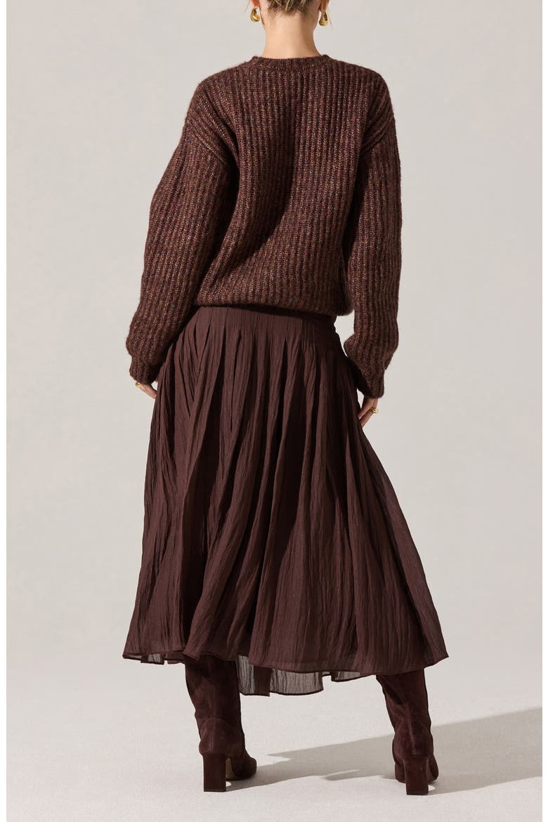 Daivini Metallic Pleated Skirt, Alternate, color, BROWN