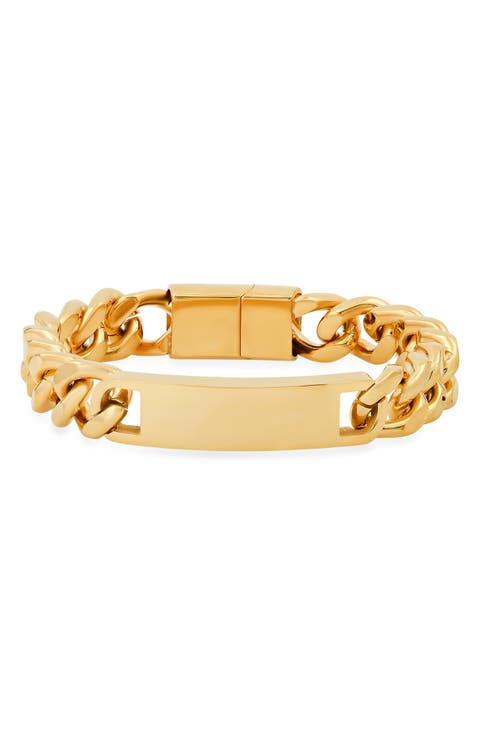 HMY JEWELRY Stainless Steel Cuban Link Chain ID Bracelet