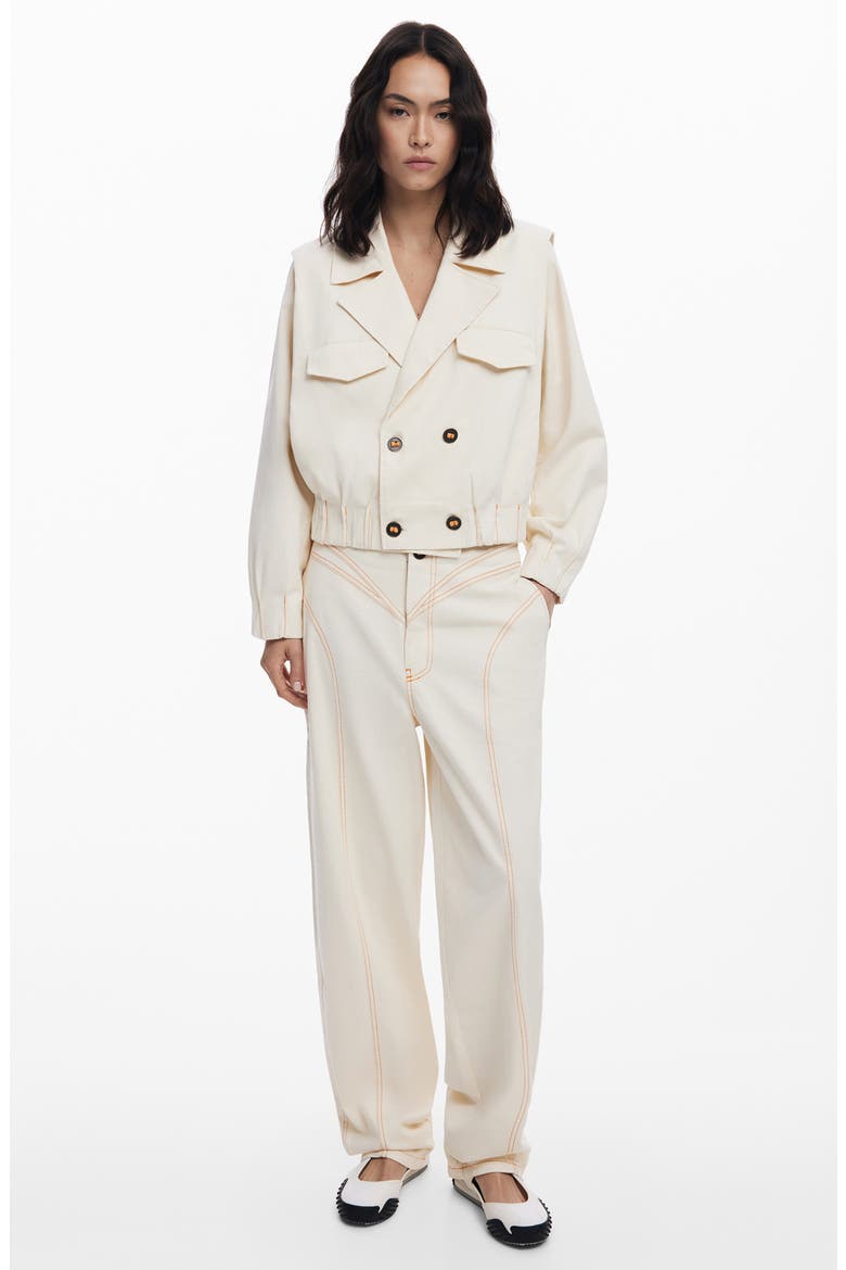Double Breasted Crop Jacket, Alternate, color, LIGHT BEIGE