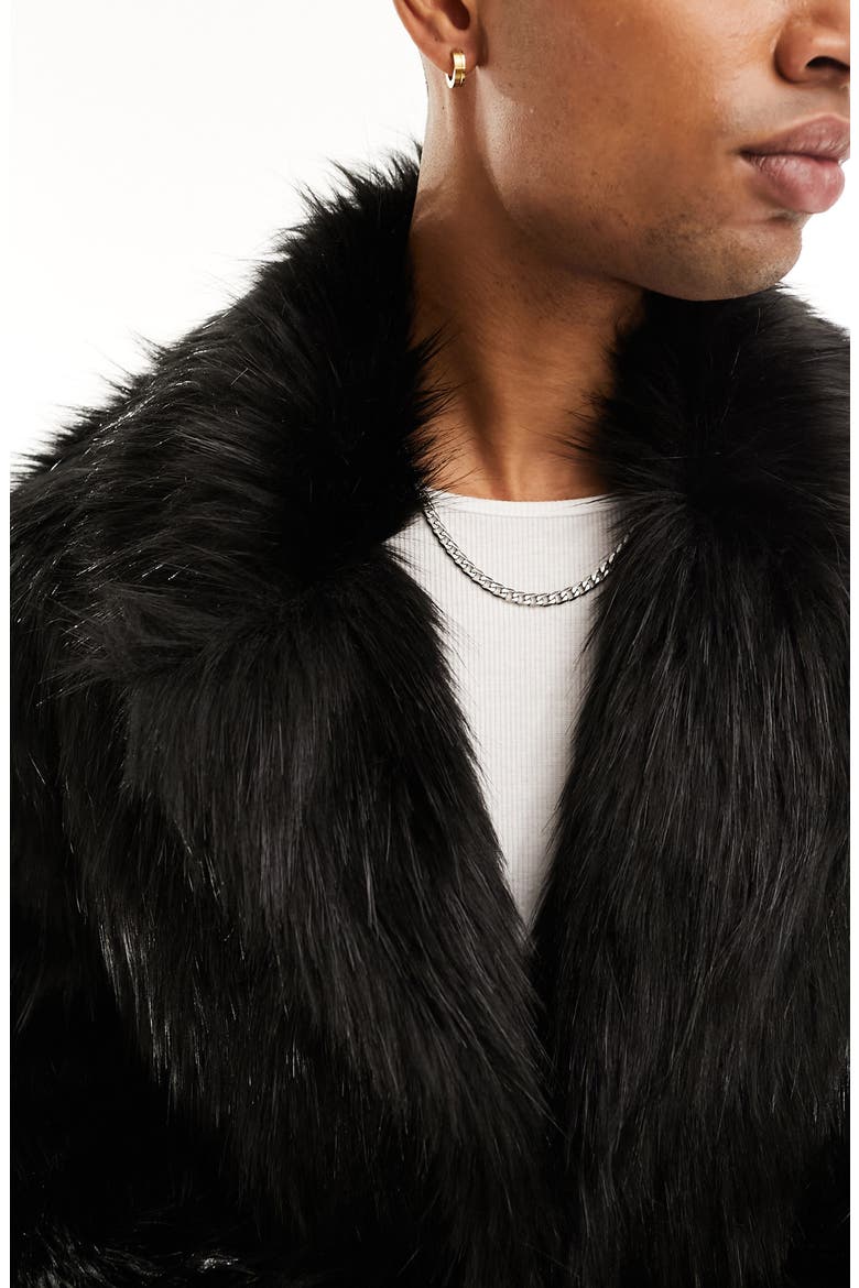 Faux Fur Jacket, Alternate, color, BLACK