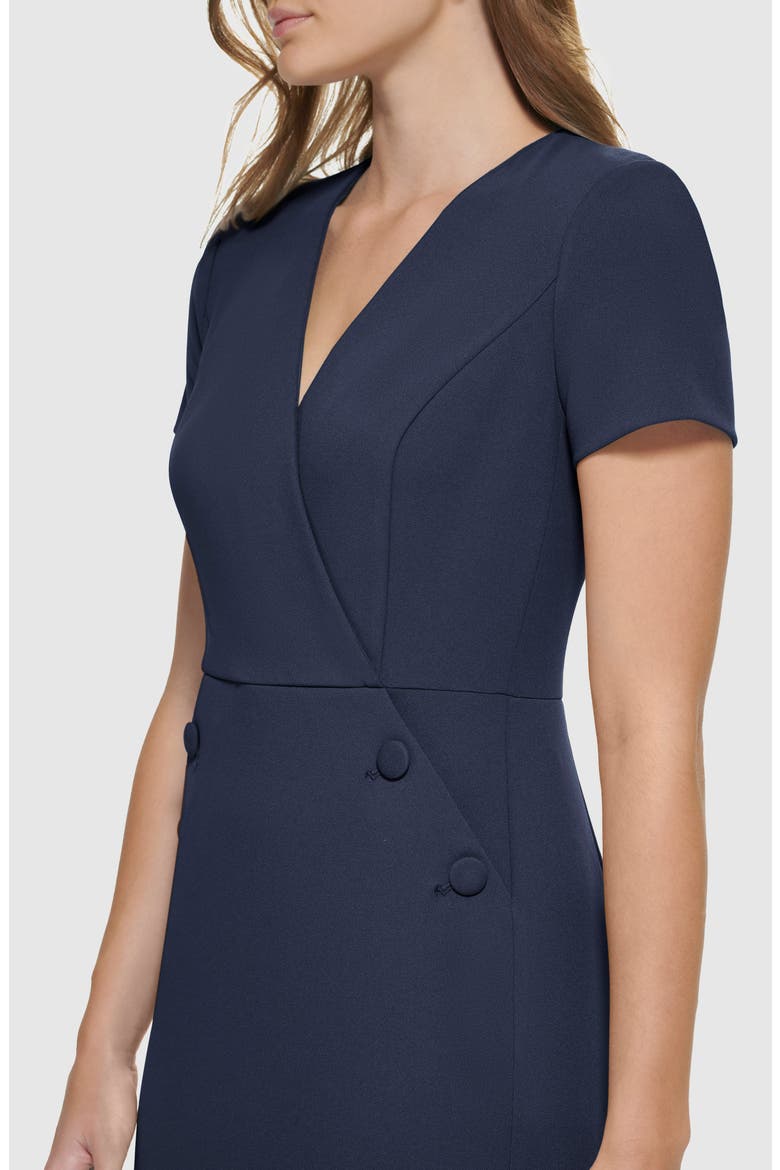 V-Neck Button Sheath Dress, Alternate, color, INDIGO