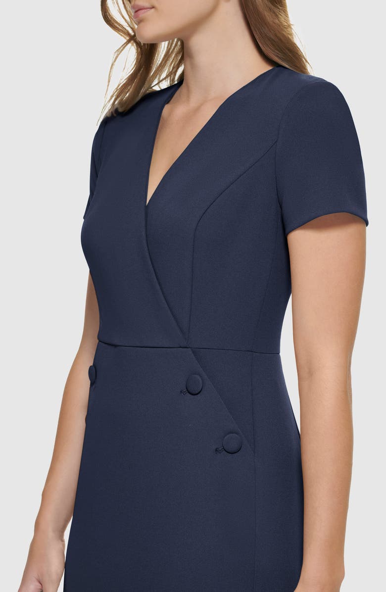 V-Neck Button Sheath Dress