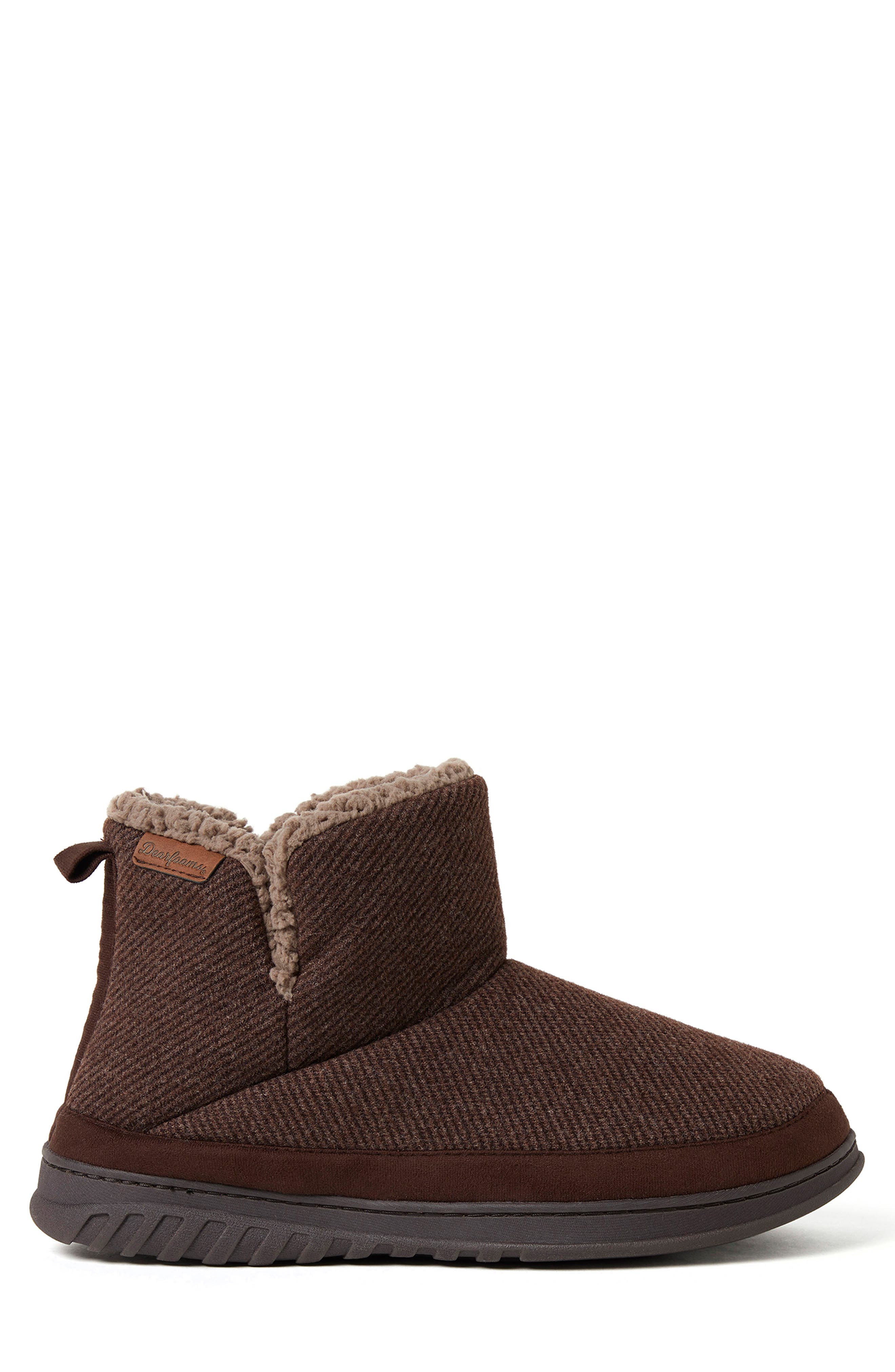 DEARFOAMS James Twill Boot Slippers, Alternate, color, Coffee