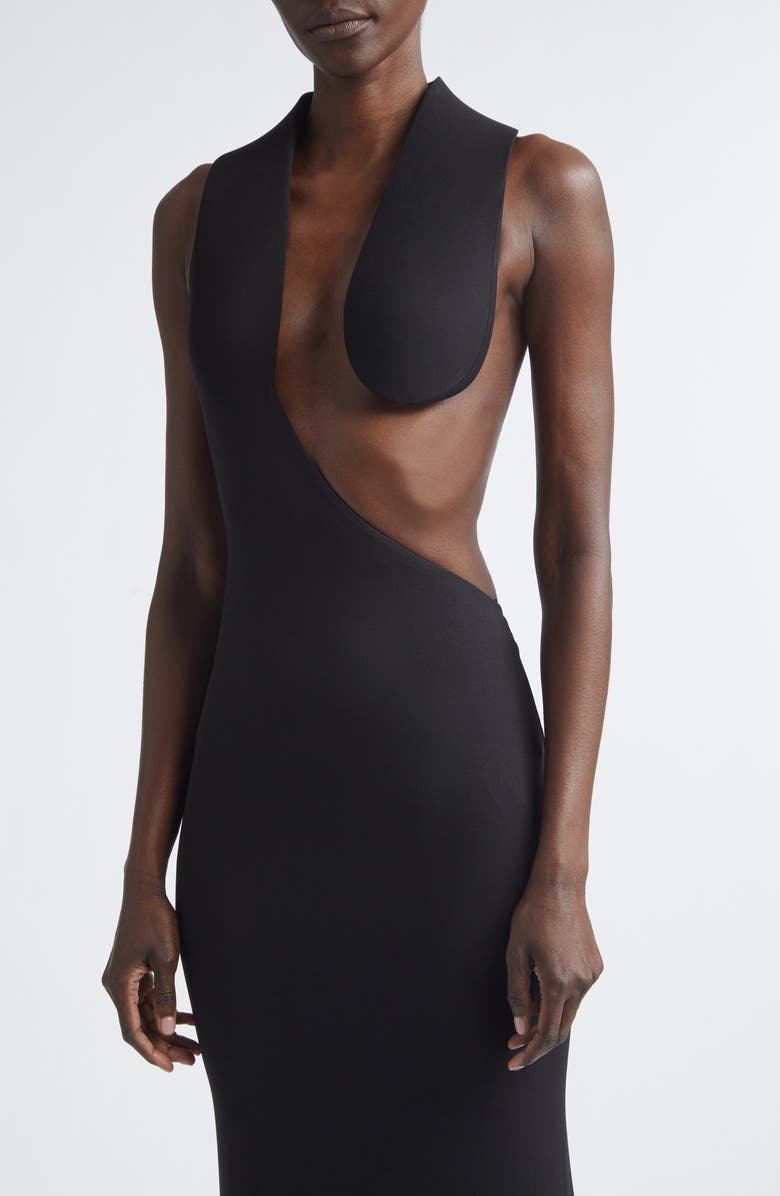 TOM FORD Asymmetric Jersey Gown, Alternate, color, Black