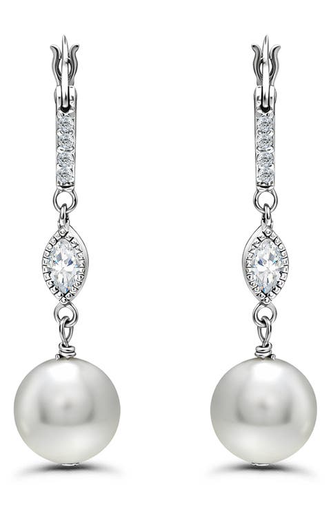 Cubic Zirconia & Imitation Pearl Drop Earrings
