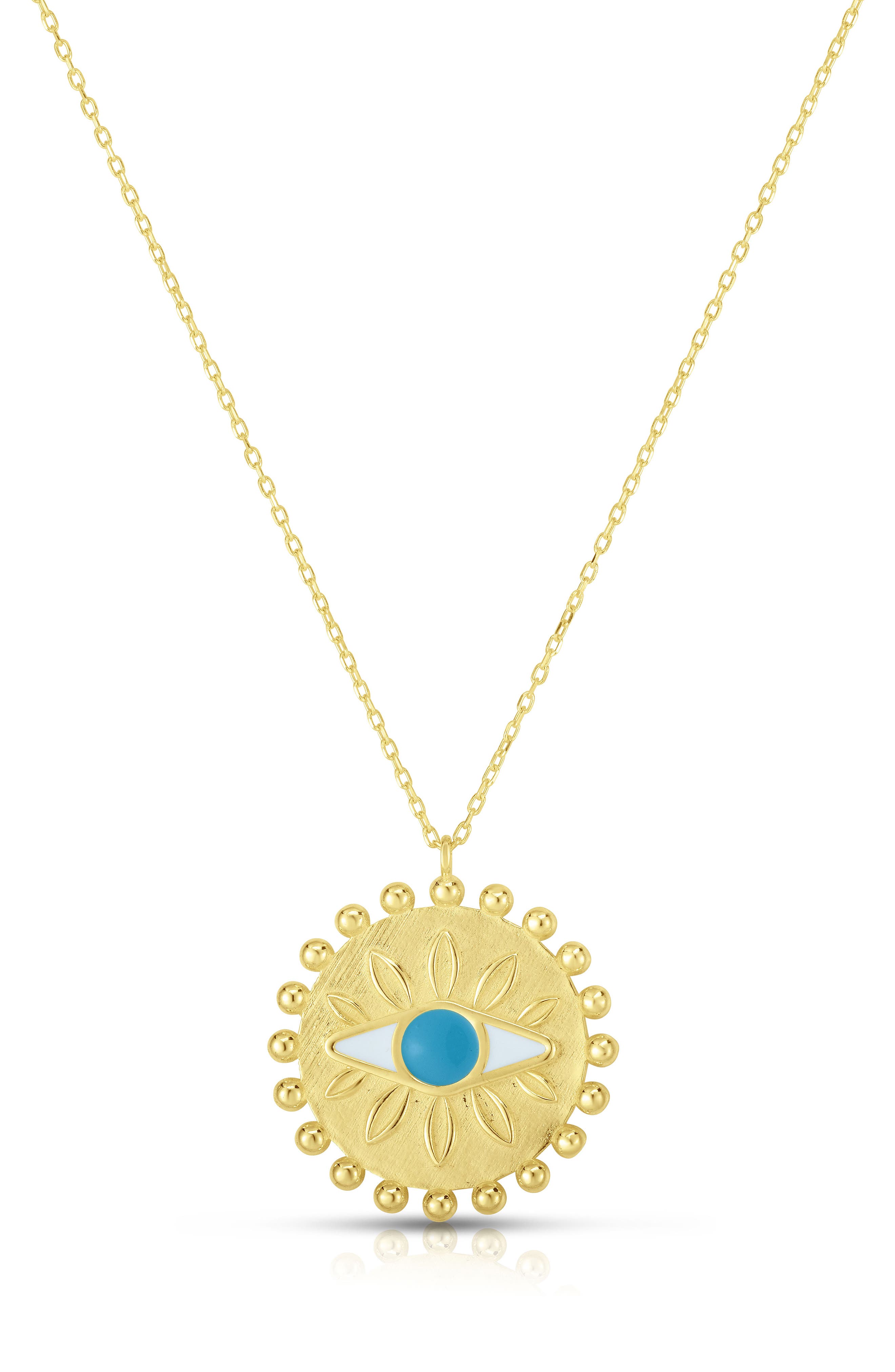SPHERA MILANO 14K Gold Plated Evil Eye Pendant Necklace