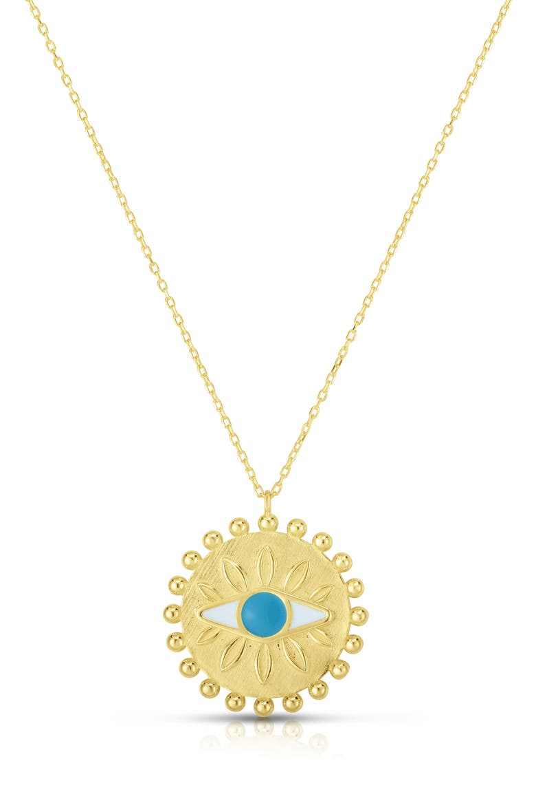 14K Gold Plated Evil Eye Pendant Necklace, Main, color, GOLD