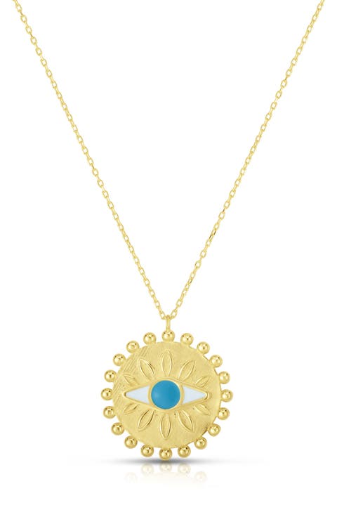 14K Gold Plated Evil Eye Pendant Necklace