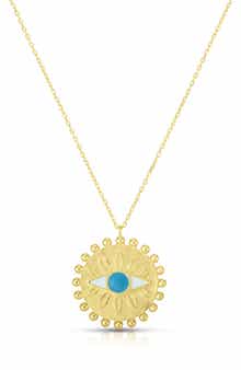 SPHERA MILANO 14K Gold Plated Evil Eye Pendant Necklace