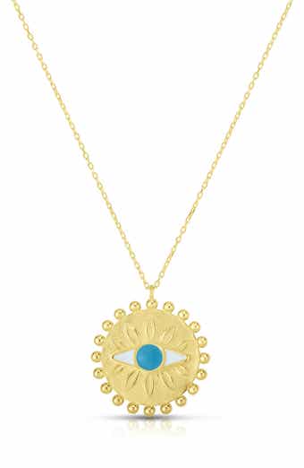 14K Gold Plated Evil Eye Pendant Necklace