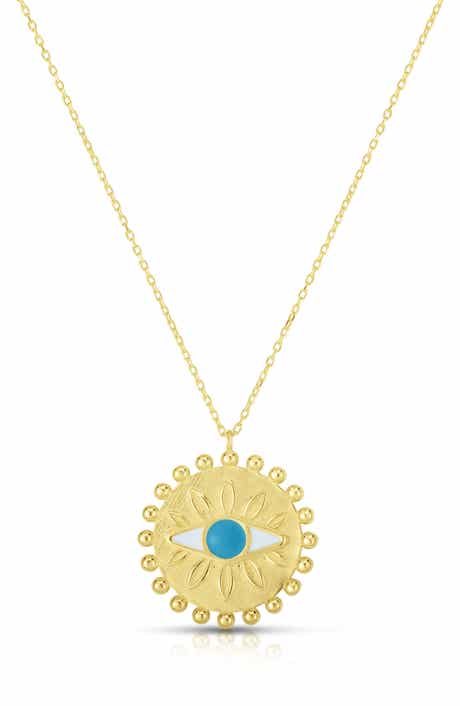 SPHERA MILANO 14K Gold Plated Evil Eye Pendant Necklace