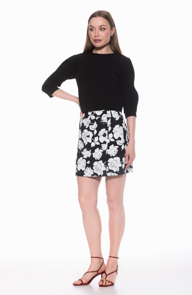 Alexia Admor Bebe Three-Quarter Sleeve Sweatshirt, Alternate, color, Black