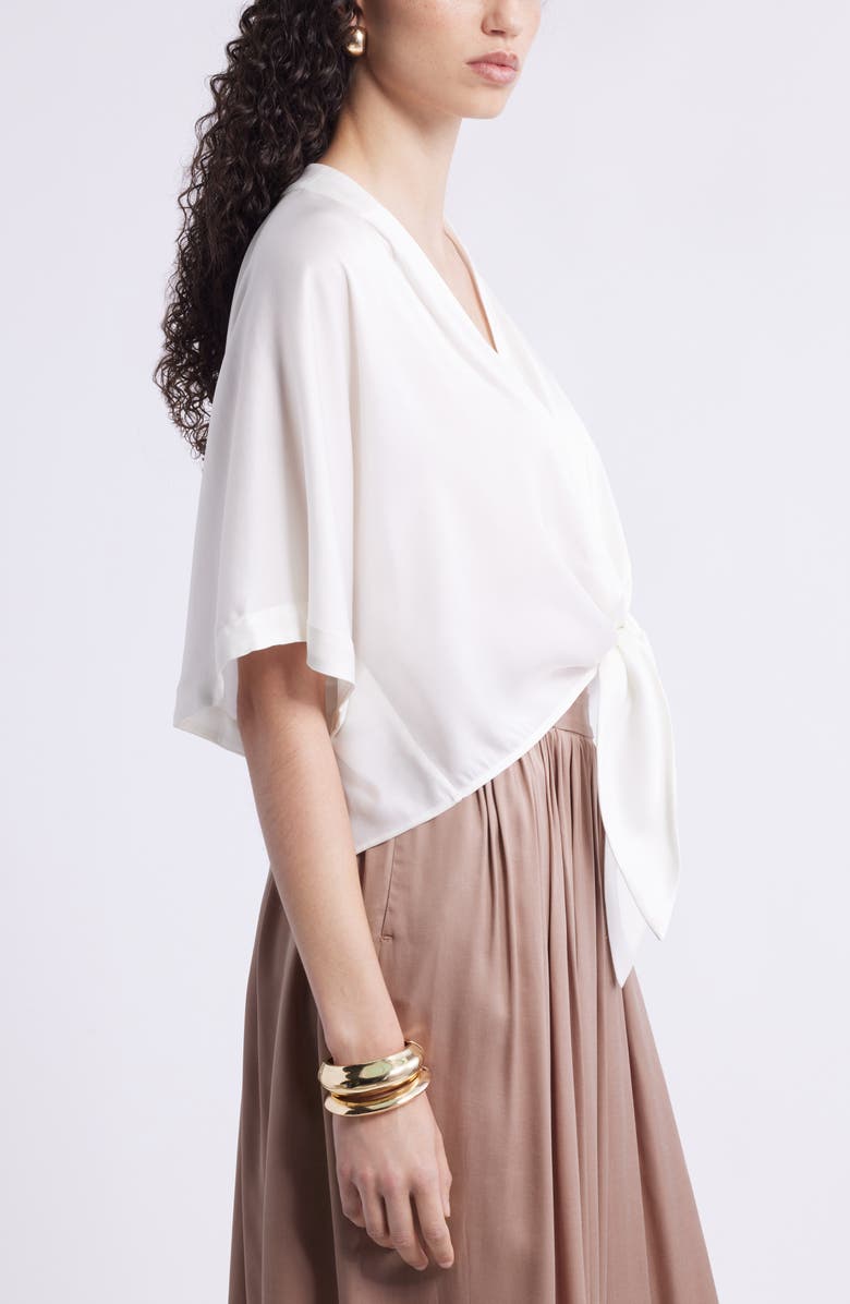 Nordstrom Tie Front Crop Top, Alternate, color, Ivory Tofu