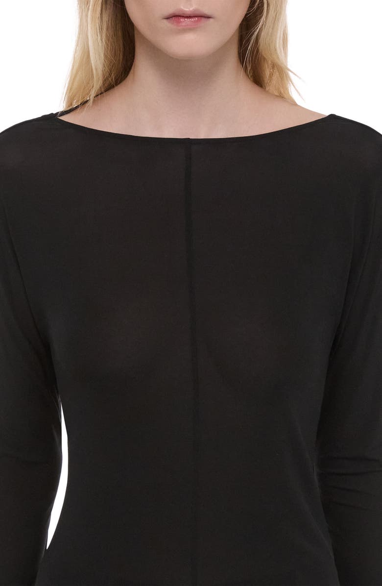 Helmut Lang Cowl Back Long Sleeve Top, Alternate, color, Black