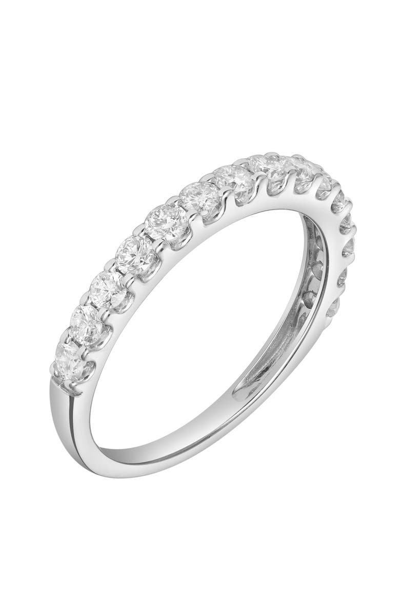 LuvMyJewelry Francesca 14K Gold Round Diamond Studded Half Eternity Band Ring - 0.5cts, Alternate, color, 14K White Gold