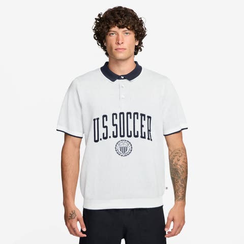 Men's Nike White USMNT Club Knit Polo