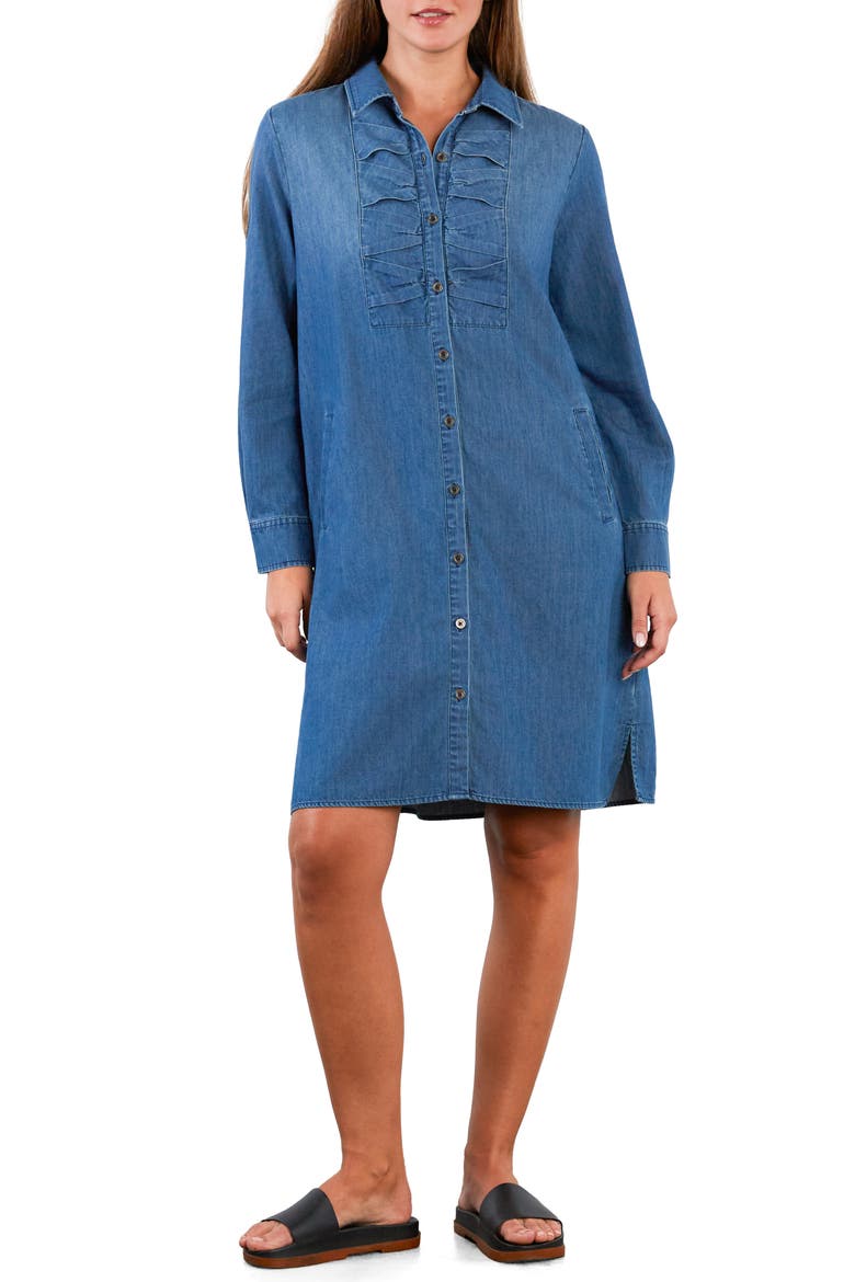 Kiss the Day Long Sleeve Denim Shirtdress, Main, color, FLOW DENIM