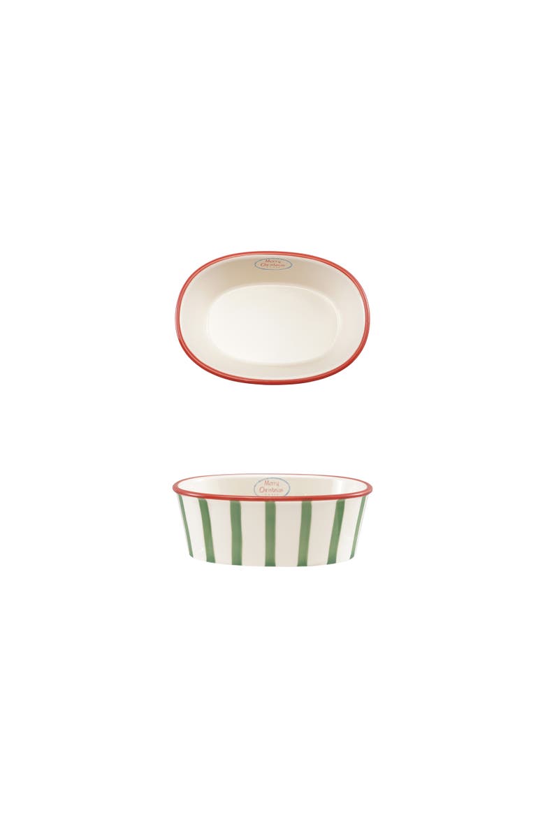 Merry Stripes Artisan Stoneware Oval Baker, Main, color, Multicolor