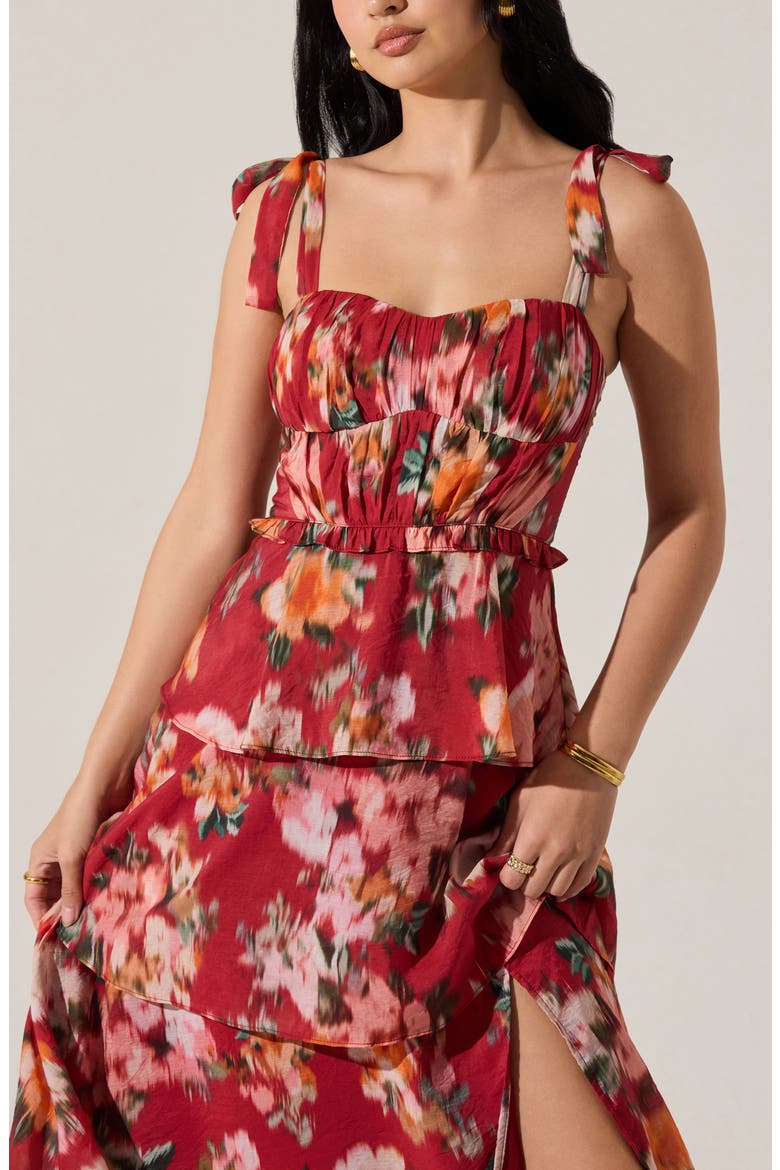 Mellorie Abstract Floral Tiered Maxi Dress, Alternate, color, RED MULTI FLORAL
