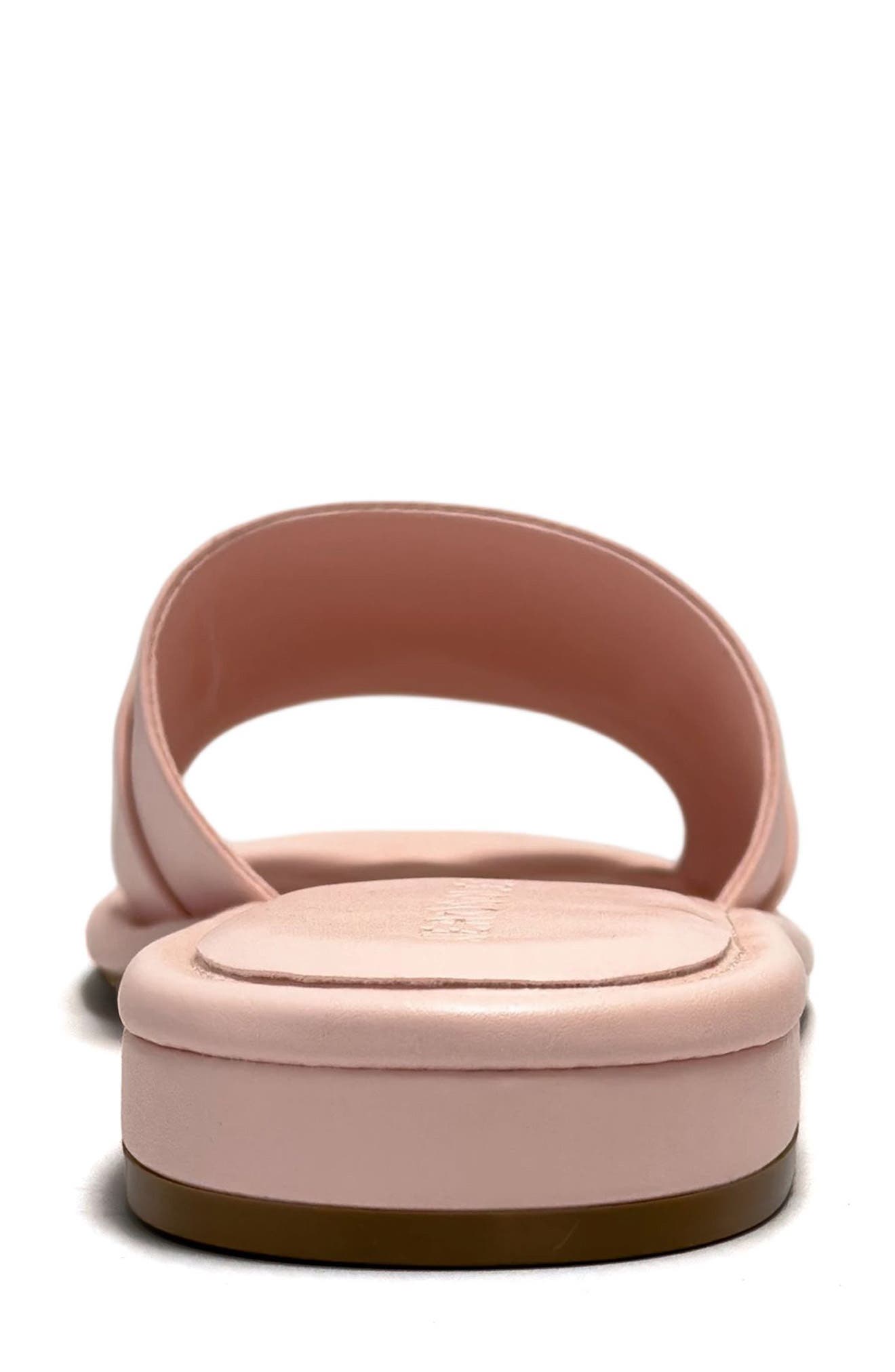 Big Charm Link Slide Sandal, Alternate, color, PINK FAUX NAPPA