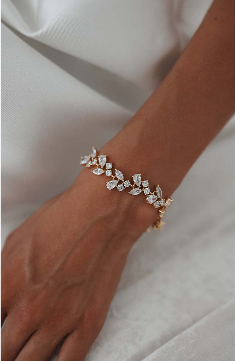 Untamed Petals Cami Crystal Bracelet, Alternate, color, Gold