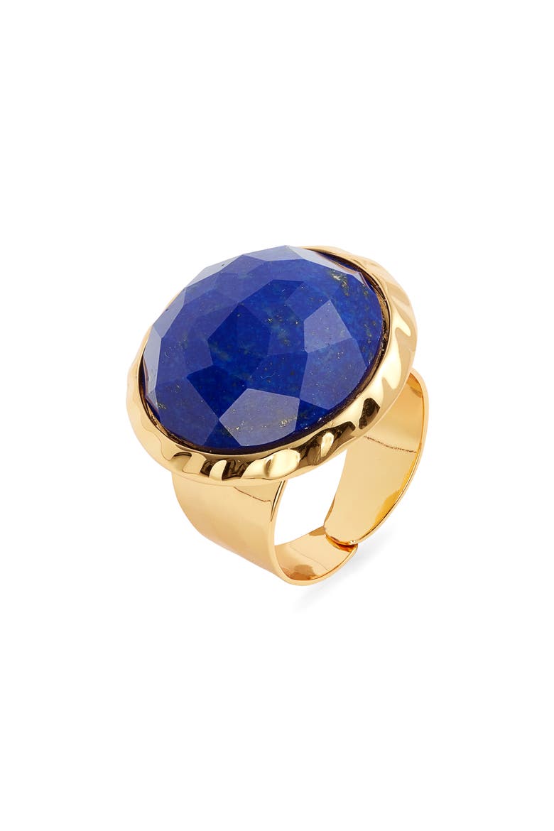 Semiprecious Stone Adjustable Ring, Main, color, BLUE