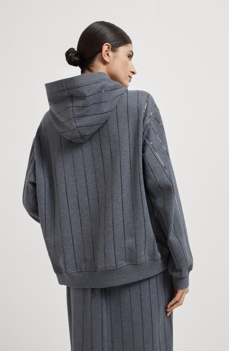 Brunello Cucinelli Dazzling Embroidery Top, Alternate, color, Lead