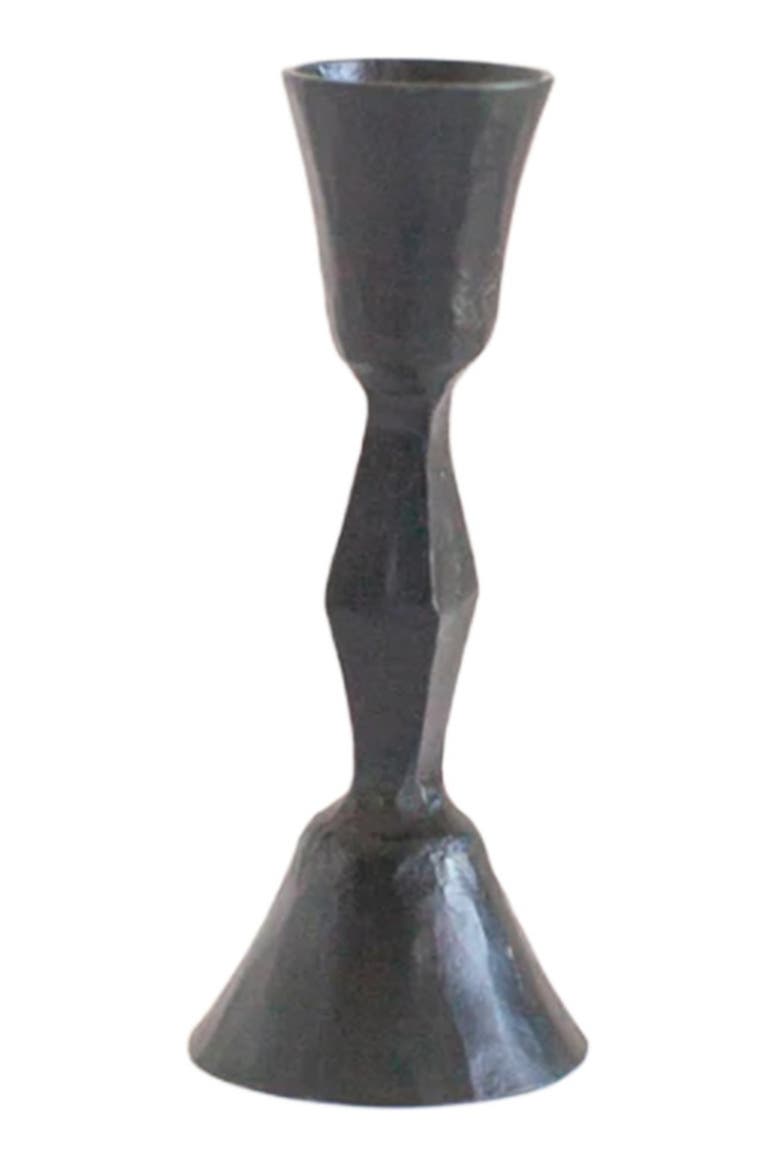 Low Diamond Hand-Forged Iron Candle Stand - Set of 2, Alternate, color, Black