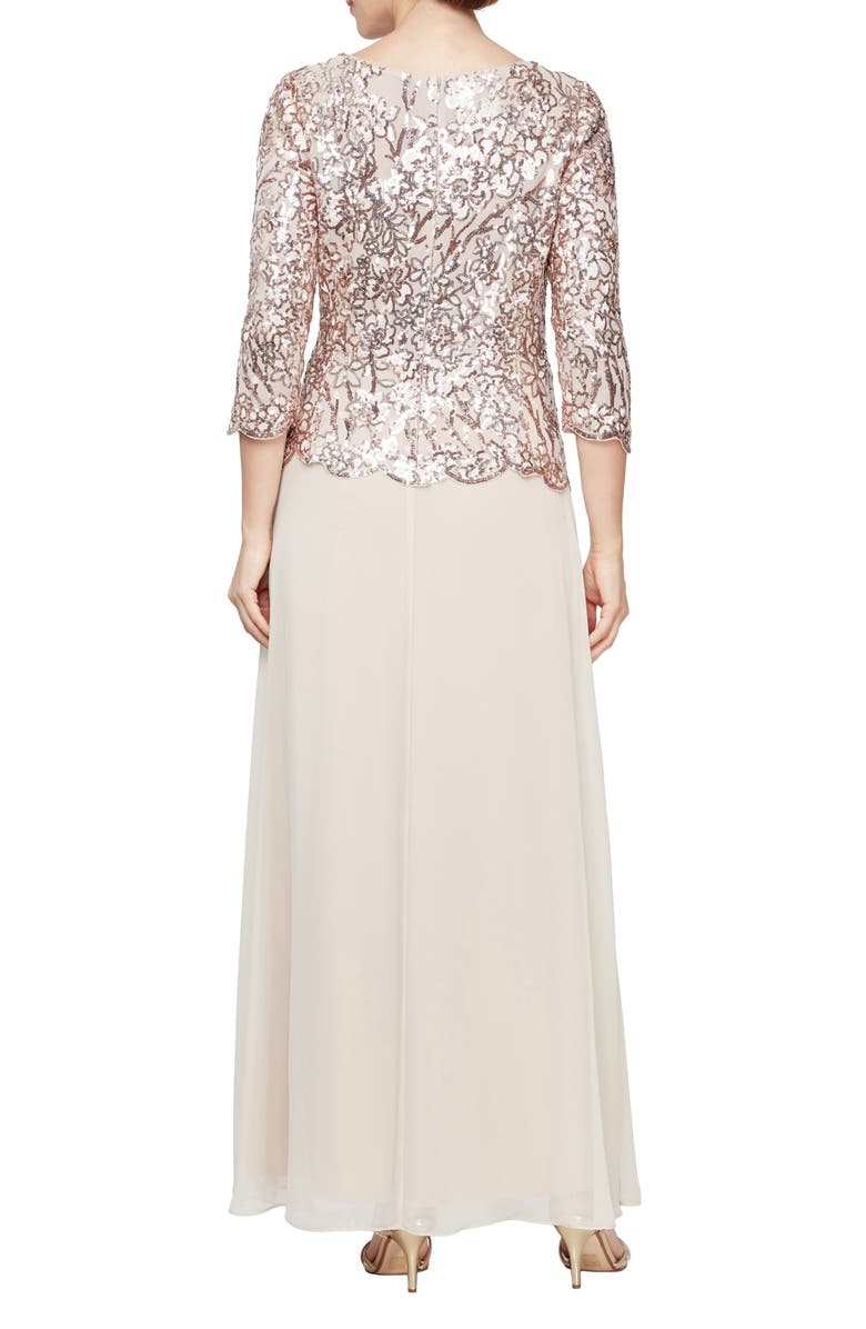 Alex Evenings Sequin Bodice Gown, Alternate, color, 