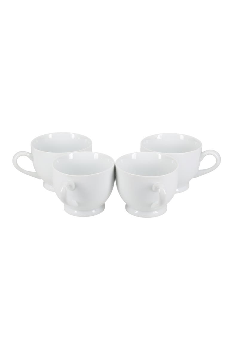 Set of 4 Footed Cappuccino Cups, Alternate, color, WHITE
