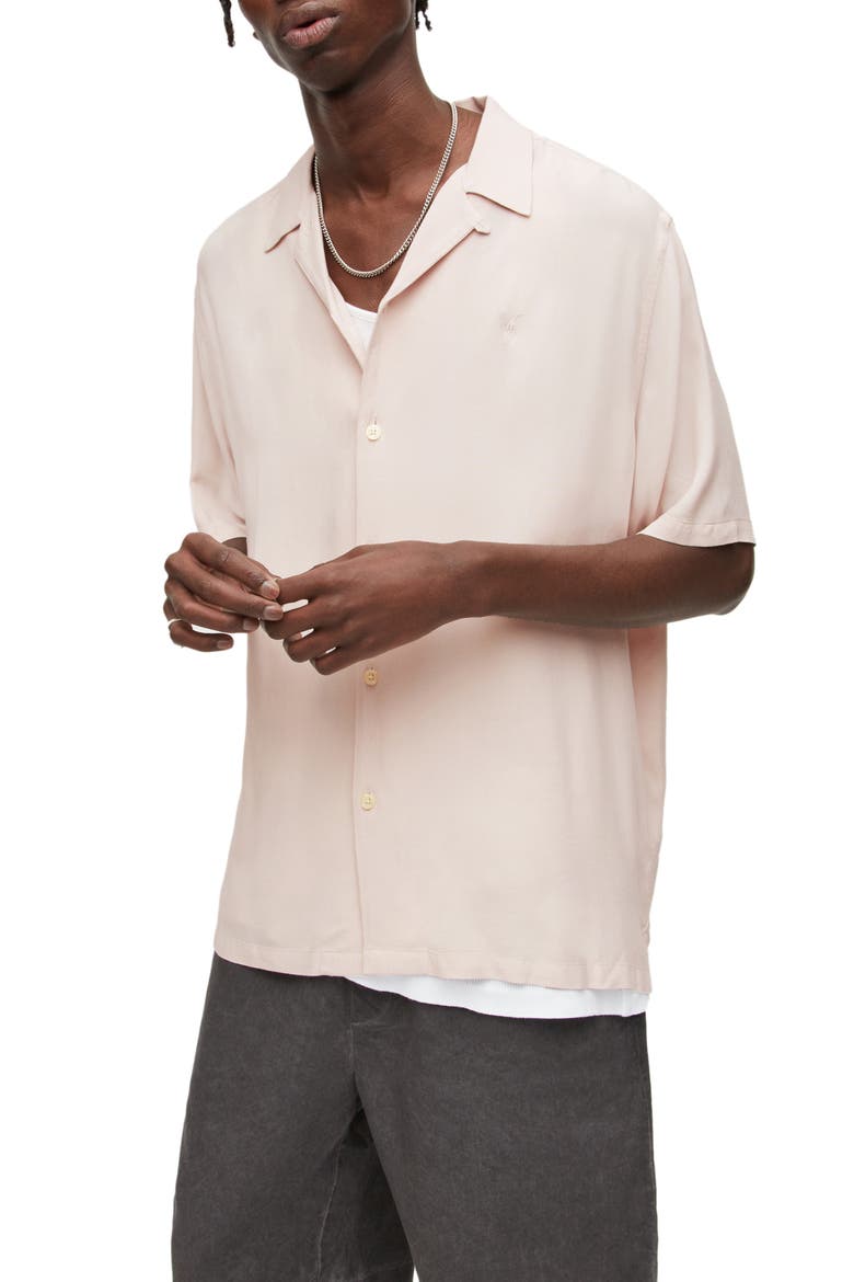 Venice Relaxed Fit Short Sleeve Button-Up Camp Shirt, Alternate, color, ASH DESERT PINK