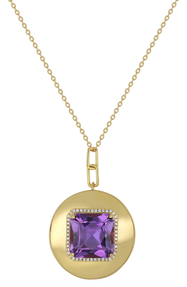 Bony Levy Iris Amethyst & Diamond Medallion Pendant Necklace, Main, color, 18K Yellow Gold