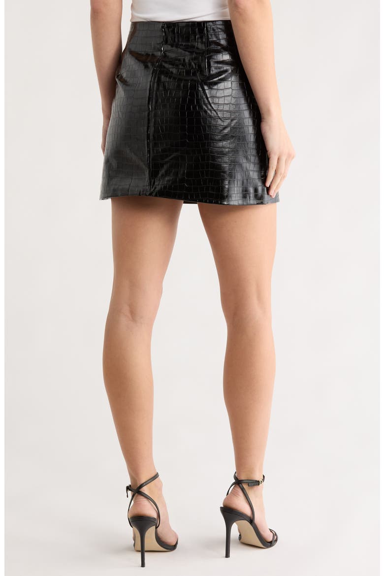 Faux Leather Miniskirt, Alternate, color, BLACK